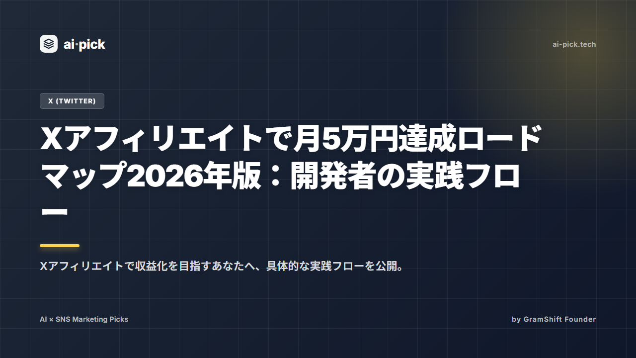 Xアフィリエイトで月5万円達成ロードマップ2026年版:開発者の実践フロー